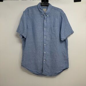 Baird McNutt J Crew Irish Linen Shirt Mens L Classic Fit Blue Lightweight BE546